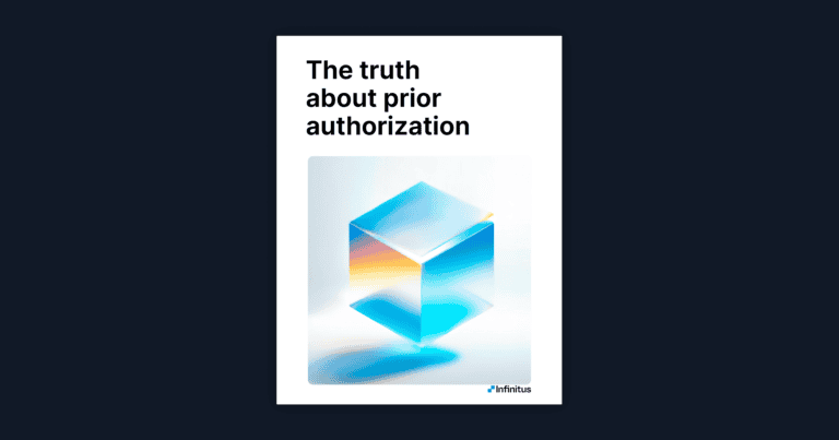 An image of the cover of the report with the words "The Truth About Prior Authorization" on a black background.